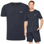 Hugo Boss - koszulka damska bawełniana z logo, granatowa