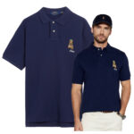 Ralph Lauren - koszulka polo męska bawełniana z logo, granatowa