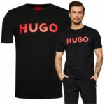 Hugo Boss - T-shirt męski bawełniany z logo, czarny