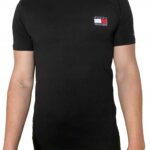 Tommy Hilfiger - T-shirt męski bawełniany z logo, czarny