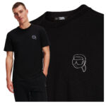 Karl Lagerfeld - T-shirt męski bawełniany z logo, czarny