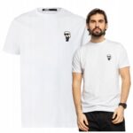 Karl Lagerfeld - T-shirt męski bawełniany z logo, biały