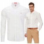 Tommy Hilfiger - koszula męska bawełniana z logo, biała