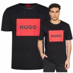 Hugo Boss - T-shirt męski bawełniany z logo, czarny