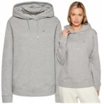 Tommy Hilfiger - bluza damska bawełniana z logo, szara