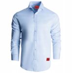 Hugo Boss - koszula męska bawełniana slim fit z logo, niebieska