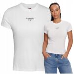 Tommy Hilfiger - T-shirt damski bawełniany z logo, biały