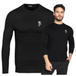 Karl Lagerfeld - sweter męski bawełniany z logo, czarny
