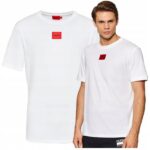 Hugo Boss - T-shirt męski bawełniany z logo, biały