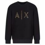 Armani Exchange - bluza męska bawełniana z logo, czarna
