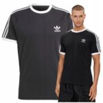 Adidas - T-shirt męski bawełniany z logo, czarny