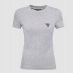 Guess - T-shirt damski bawełniany z logo, szary - obrazek 5