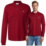 Lacoste - koszulka męska bawełniana z logo, czerwona