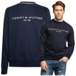 Tommy Hilfiger - bluza męska bawełniana z logo, granatowa