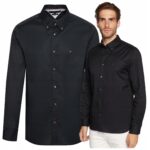 Tommy Hilfiger - koszula męska bawełniana z logo, czarna