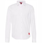 Hugo Boss - koszula męska bawełniana slim fit z logo, biała