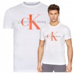 Calvin Klein - T-shirt męski bawełniany z logo, biały
