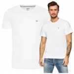 Tommy Hilfiger - T-shirt męski bawełniany z logo, biały