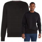 Tommy Hilfiger - bluza męska bawełniana z logo, czarna