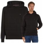 Tommy Hilfiger - bluza męska bawełniana z logo, czarna