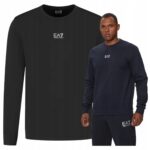 EA7 Emporio Armani - bluza męska bawełniana z logo, granatowa
