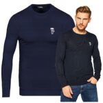 Karl Lagerfeld - sweter męski z logo, granatowy