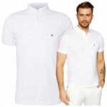Tommy Hilfiger - koszulka polo męska bawełniana regular fit z logo, biała