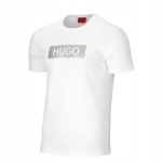 HUGO BOSS Koszulka Męska T-Shirt Bawełniany Biały Logo Napis