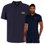 Emporio Armani EA7 Granat Polo Męska Koszulka T-Shirt Premium Polówka - granatowy - BL 116420725