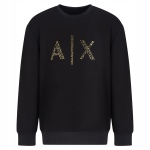 Armani Exchange Bluza Męska Bawełniana Czarna Bez Kaptura Duży Napis