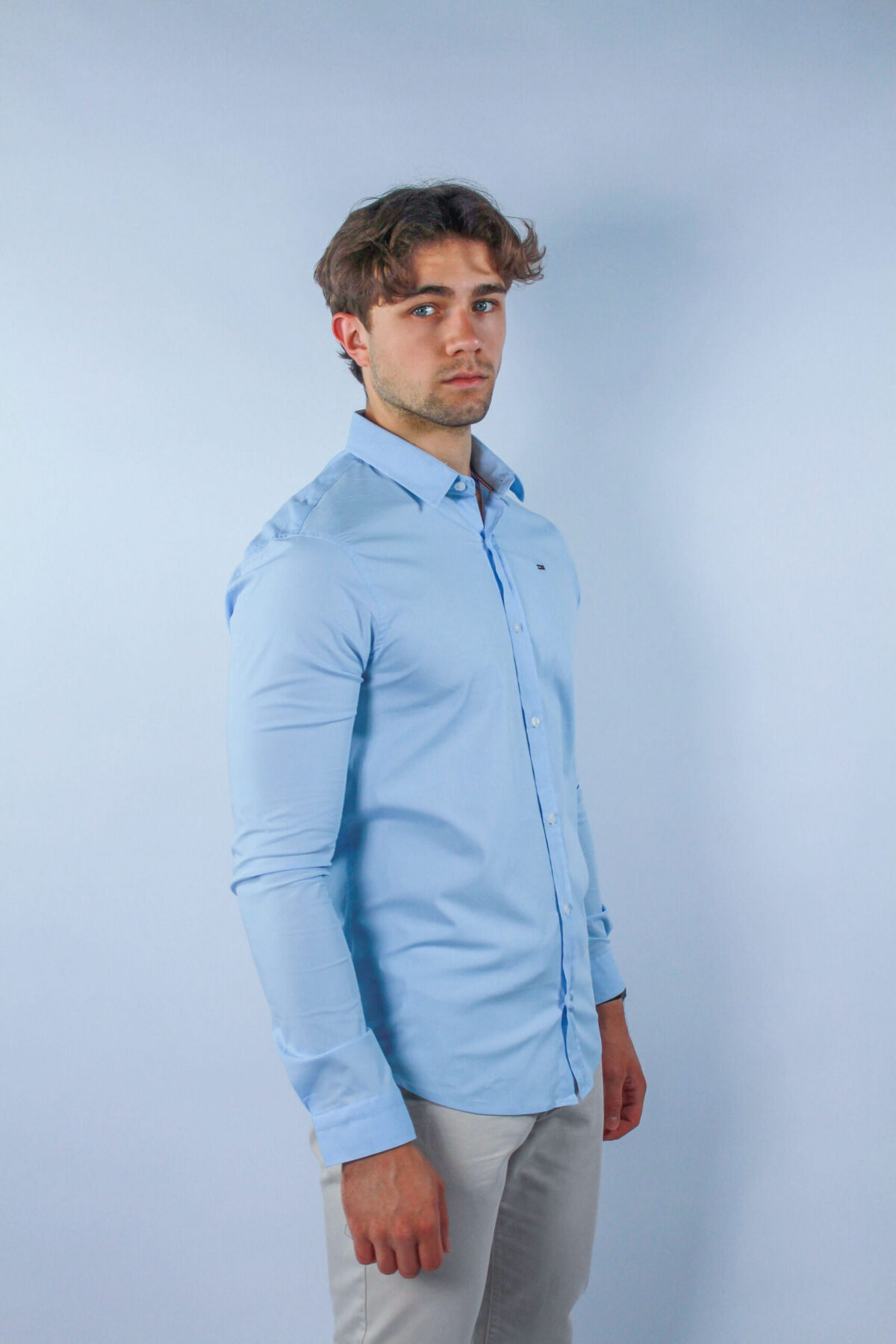 Koszula Tommy Jeans męska Slim Fit niebieska — zdjęcie 2
