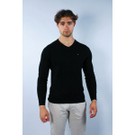 Tommy Hilfiger Sweter MW0MW04979 032 Core Cotton Silk V-neck, czarny - obrazek 2