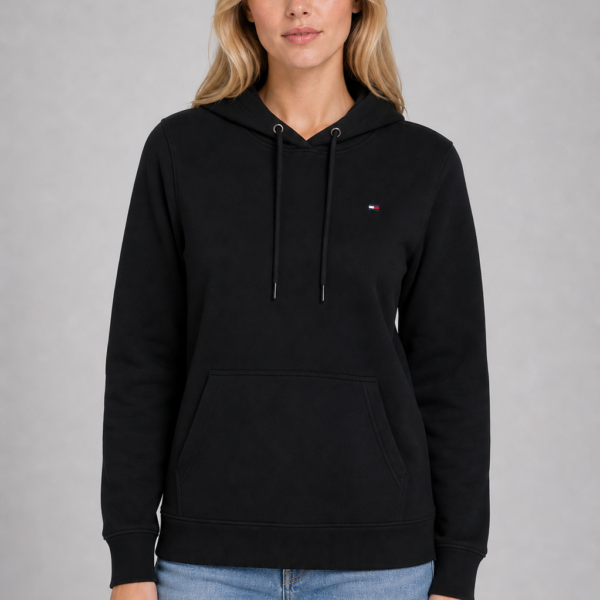 Bluza Tommy Hilfiger damska z kapturem czarna