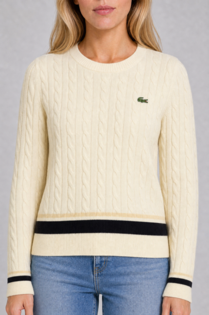 Lacoste Sweter AF4159 Women's Cable Knit Wool Sweater - obrazek 4
