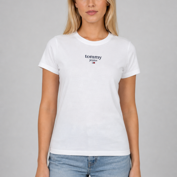 Koszulka Tommy Jeans damska Slim Essential Logo biała