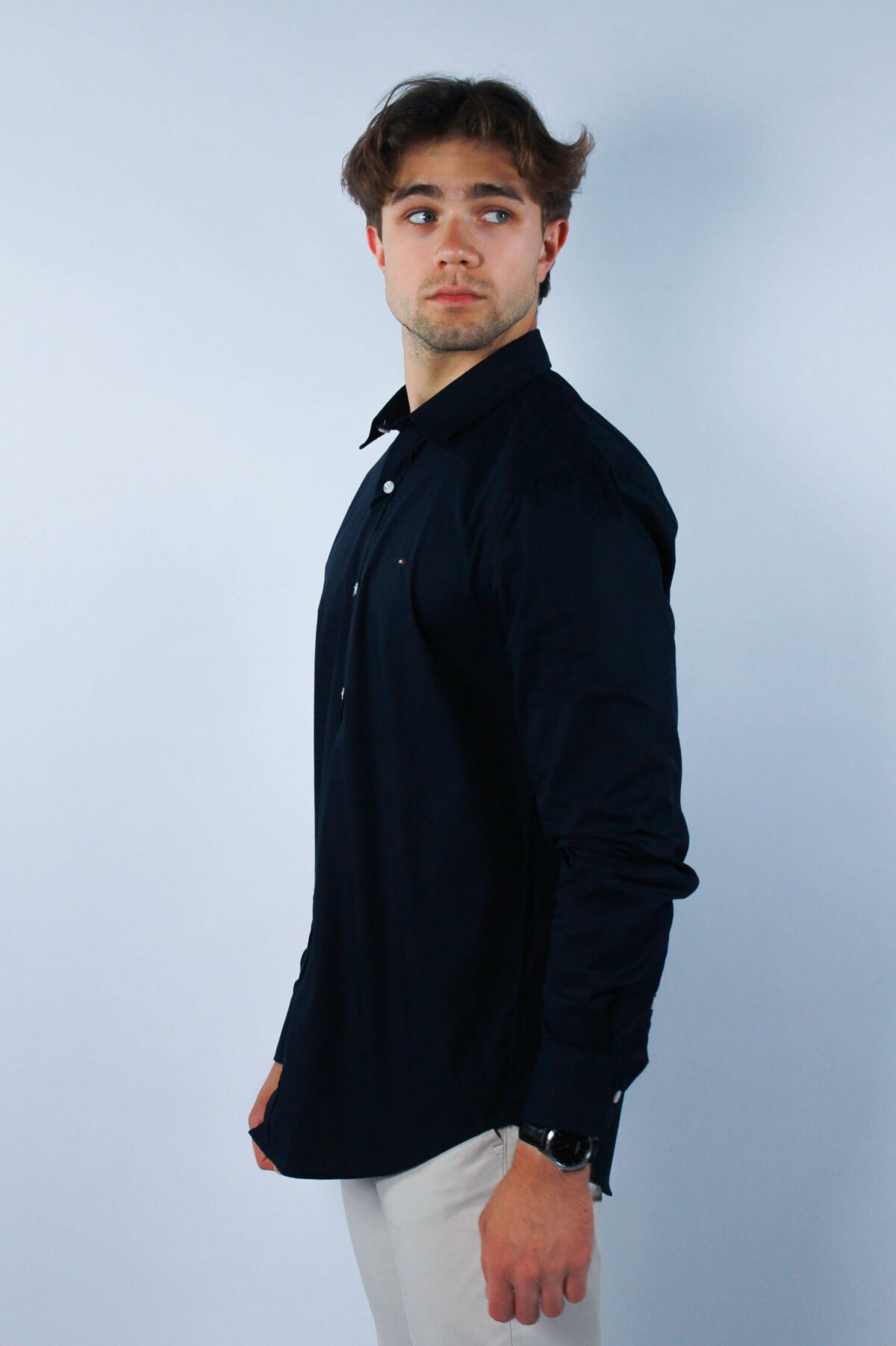 Koszula Tommy Jeans męska Slim Fit granatowa — zdjęcie 3