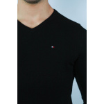 Tommy Hilfiger Sweter MW0MW04979 032 Core Cotton Silk V-neck, czarny - obrazek 8