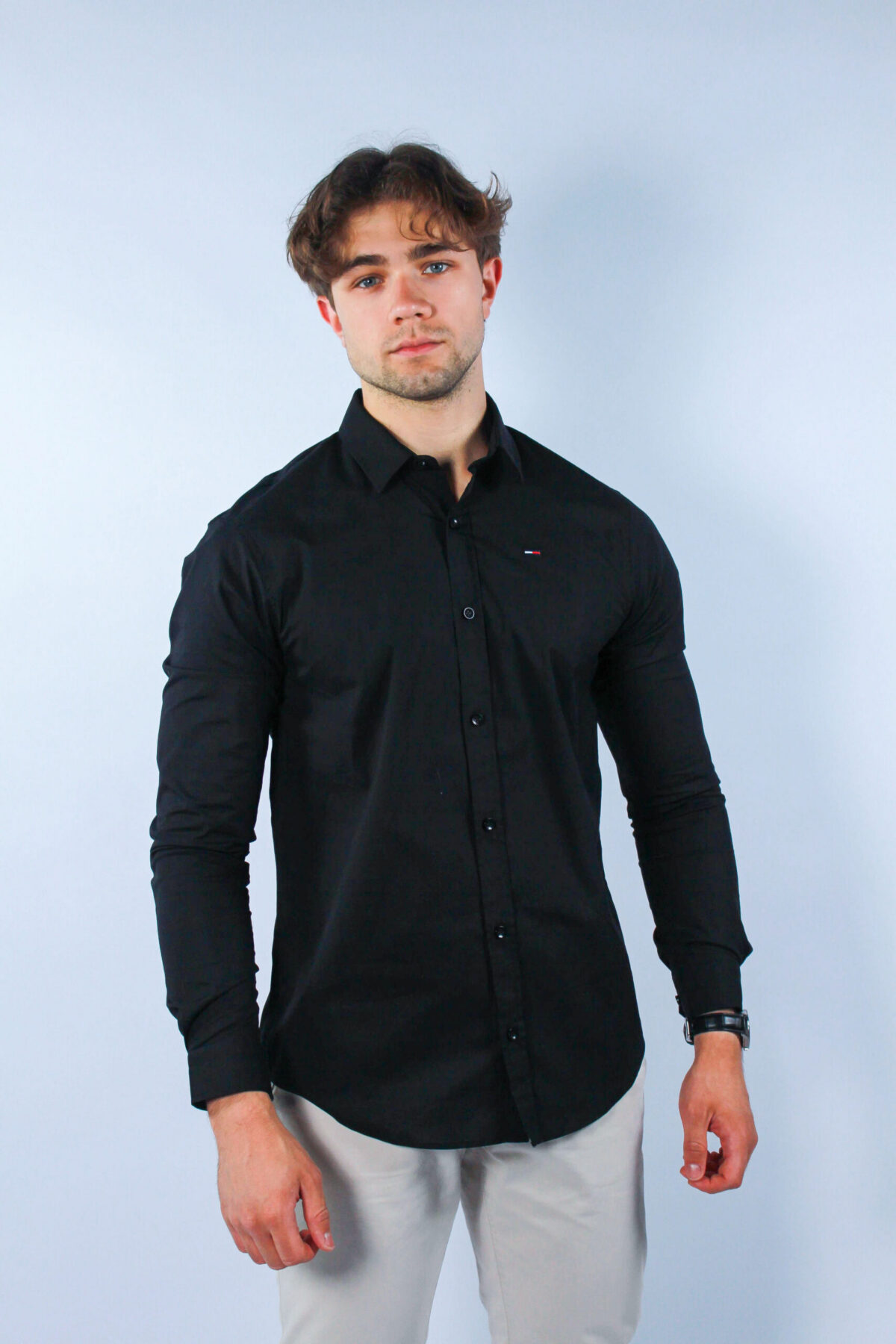 Koszula Tommy Jeans męska Slim Fit czarna — zdjęcie 2