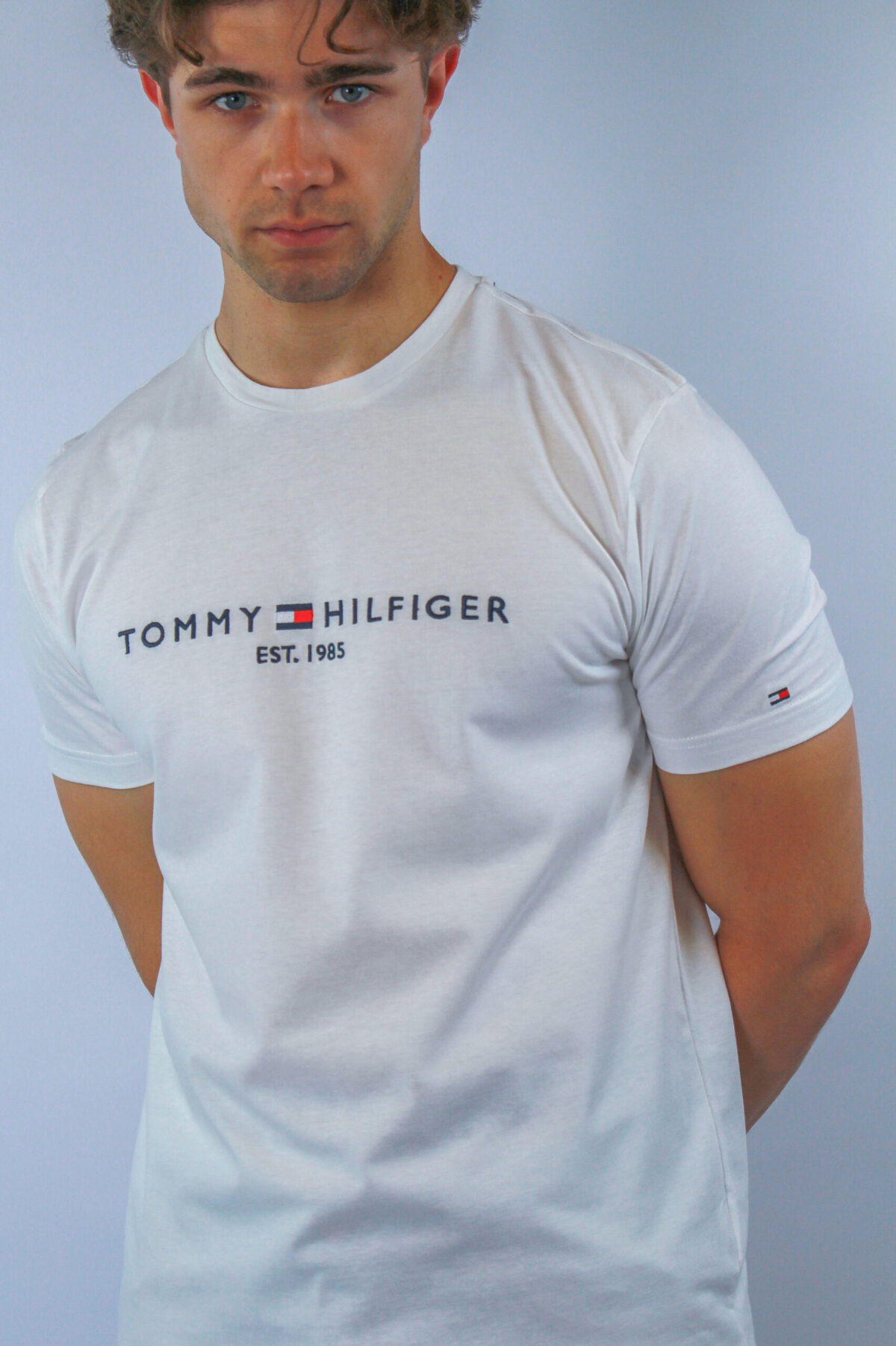 Koszulka Tommy Hilfiger męska Core Logo biała — zdjęcie 8