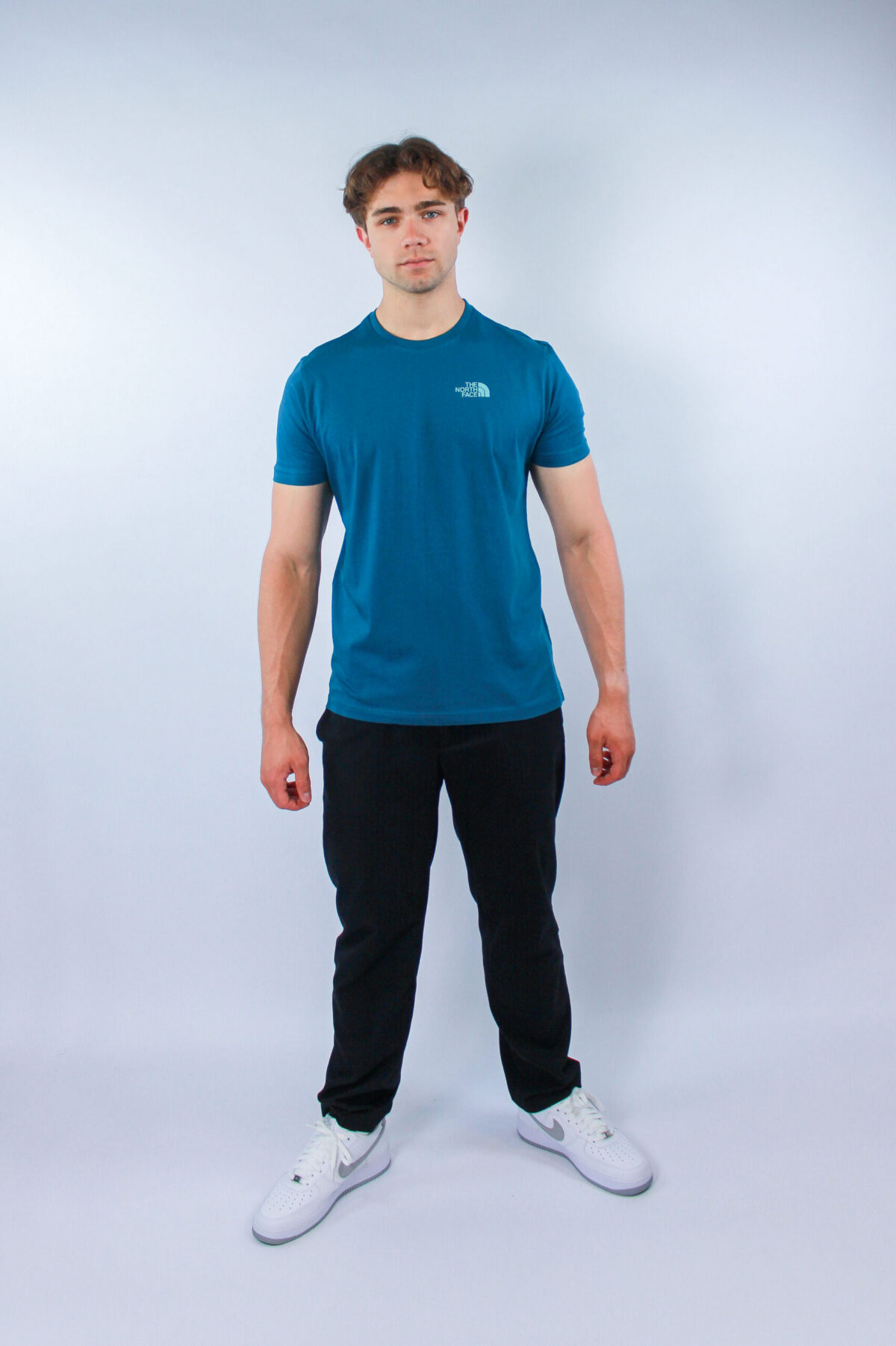 Koszulka The North Face męska Vertical Logo niebieska — zdjęcie 6