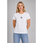 Pinko Koszulka 100355 A0KO Jersey Cottone ST Logo, biała - obrazek 3