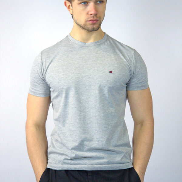 Koszulka Tommy Hilfiger męska Stretch Slim Fit szara