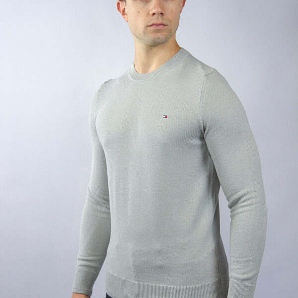 Sweter Tommy Hilfiger męski Chain Ridge Structure okrągły dekolt szary