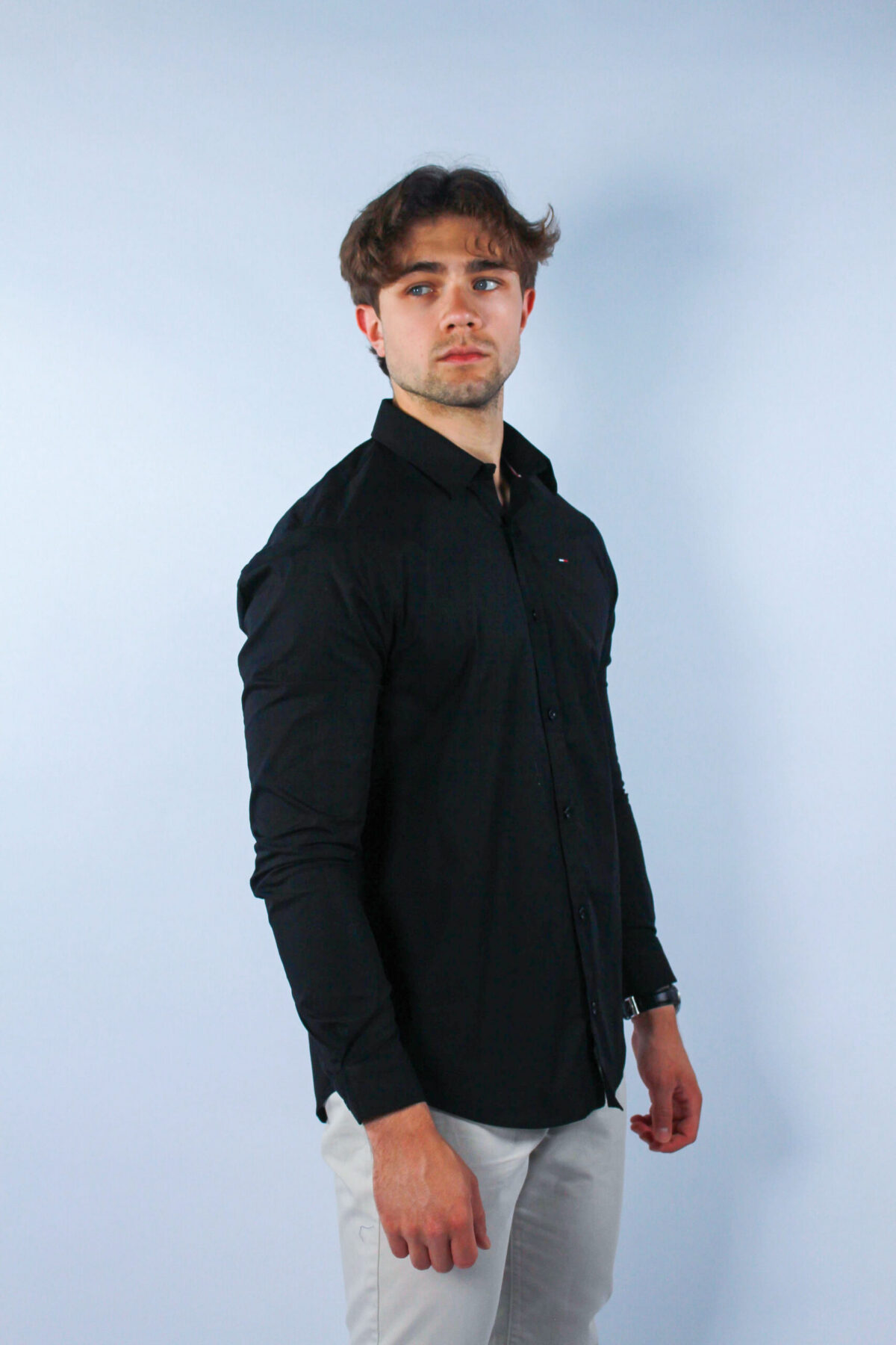Koszula Tommy Jeans męska Slim Fit czarna — zdjęcie 3