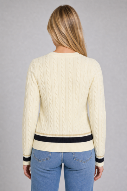 Lacoste Sweter AF4159 Women's Cable Knit Wool Sweater - obrazek 5