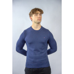 Tommy Hilfiger Sweter MW0MW33511 Chain Ridge Structure Cneck, granatowy - obrazek 4