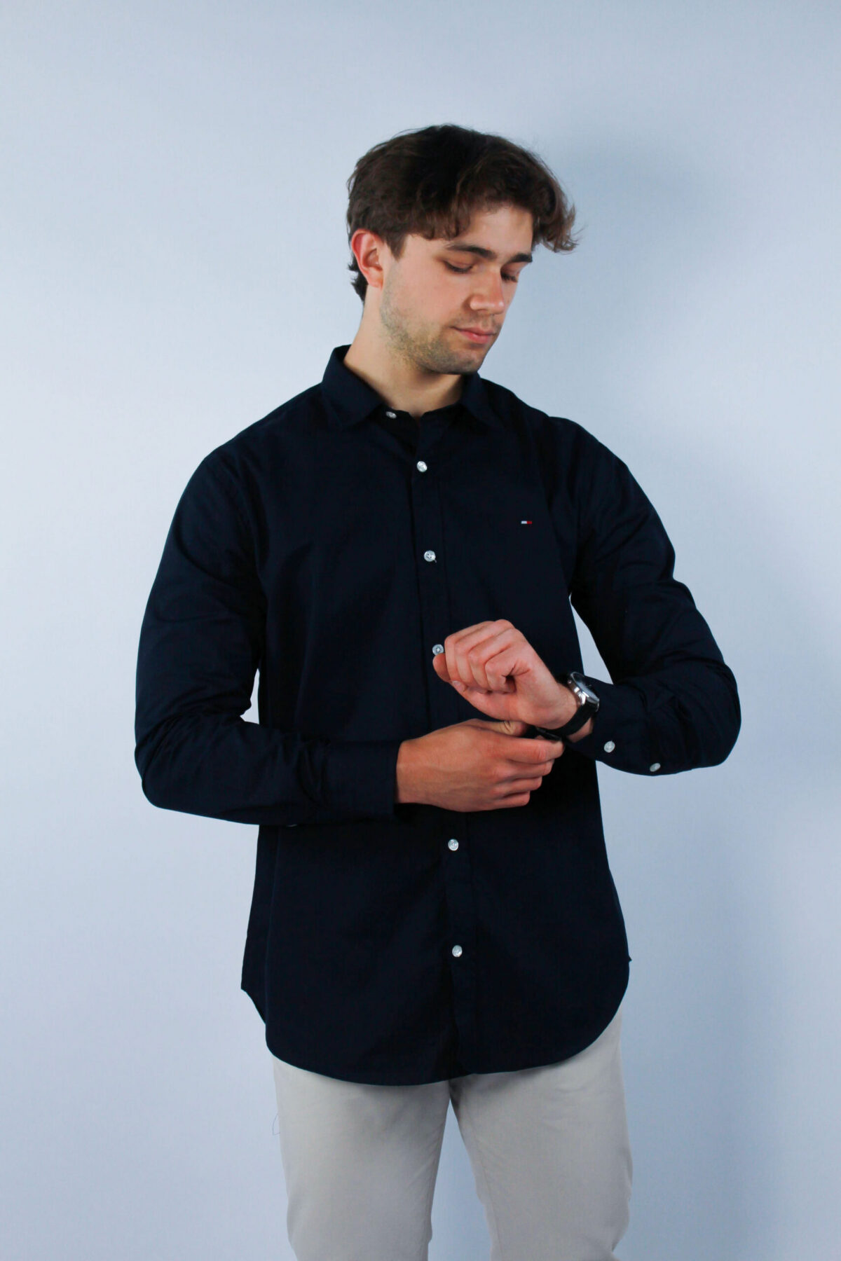 Koszula Tommy Jeans męska Slim Fit granatowa — zdjęcie 2