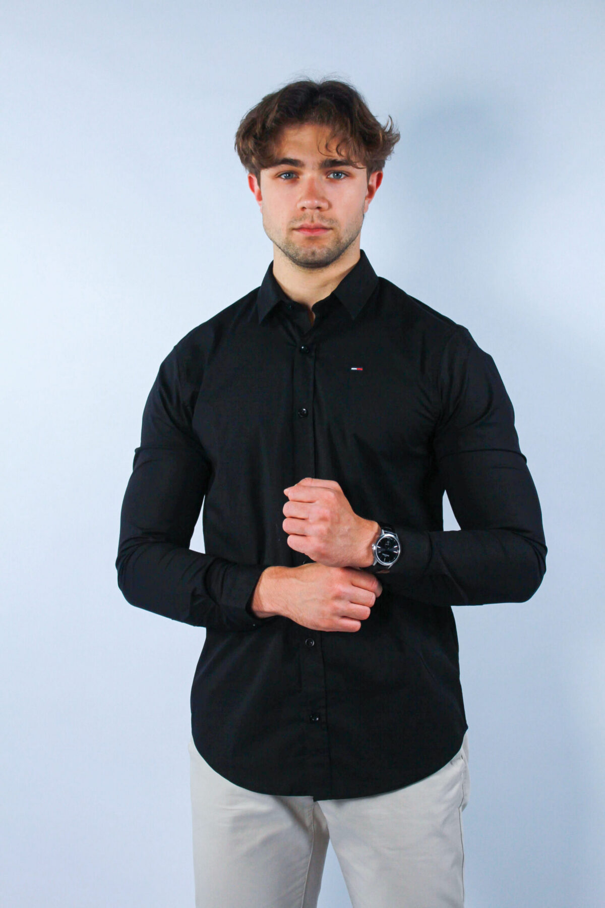 Koszula Tommy Jeans męska Slim Fit czarna