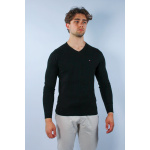 Tommy Hilfiger Sweter MW0MW04979 032 Core Cotton Silk V-neck, czarny