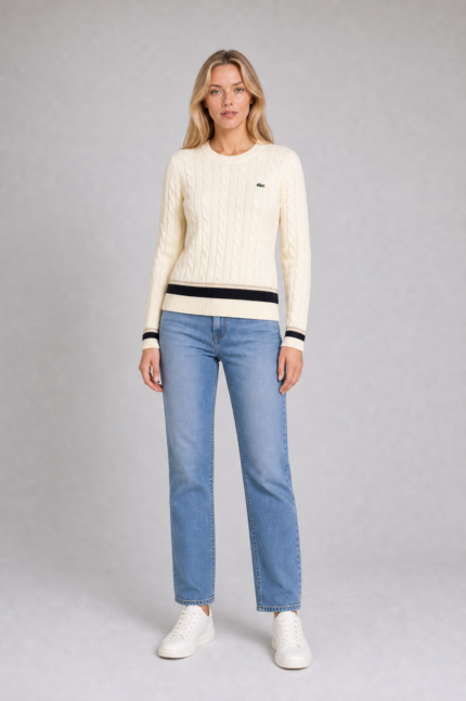 Lacoste Sweter AF4159 Women's Cable Knit Wool Sweater - obrazek 6